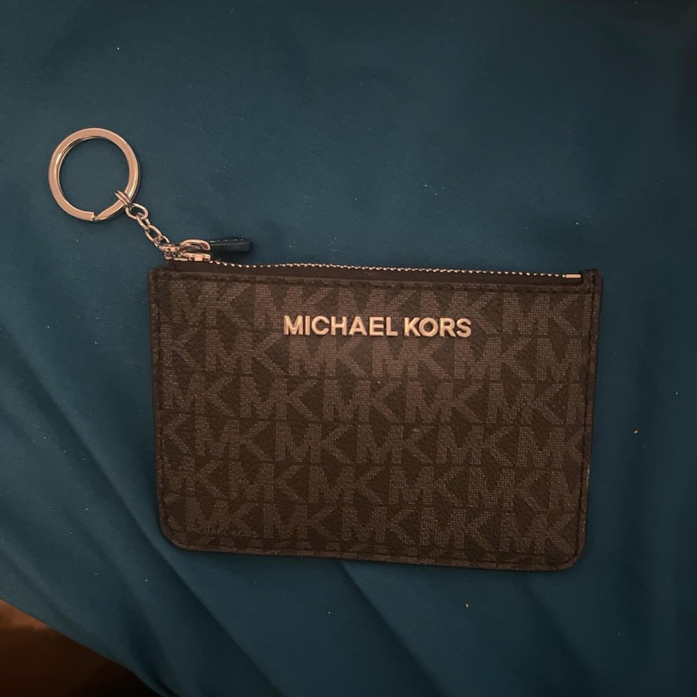 Michael Kors Black Monogram Pouch with Keyring